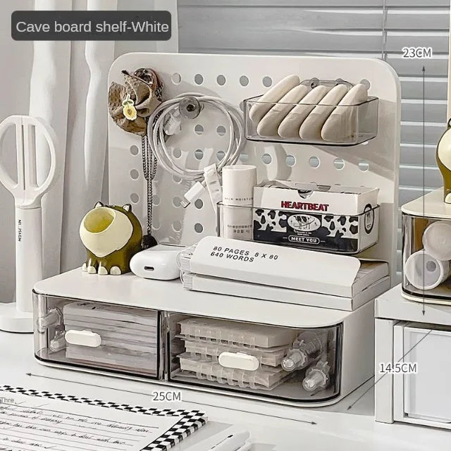 1 Pcs Desktop Perforated Board Storage Box Stationery Sorting Rack Desk Office Cosmetics Storage Rack Pen Holder - Shoppiline