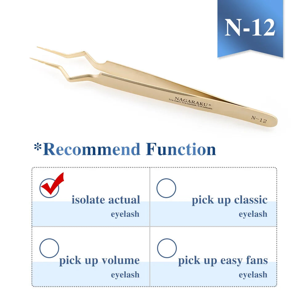 NAGARAKU Eyelash Extension Tweezers Makeup Stainless Steel Eyelash 3D accurate Clip