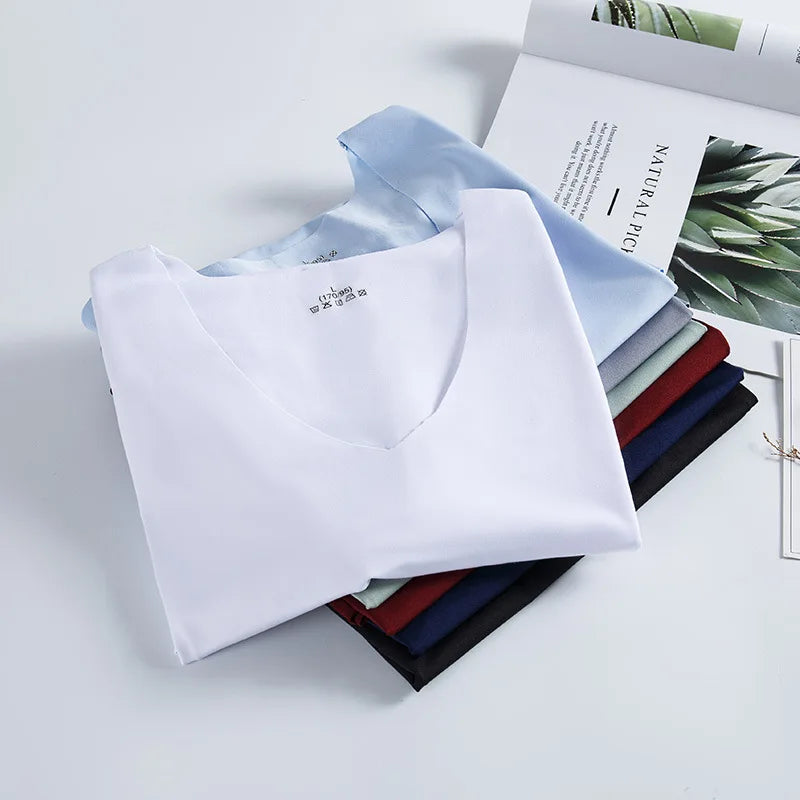 Gilet d'été en soie glacée non marquant pour hommes, débardeur moulant de sport et de fitness, sans manches, respirant, vêtement d'intérieur