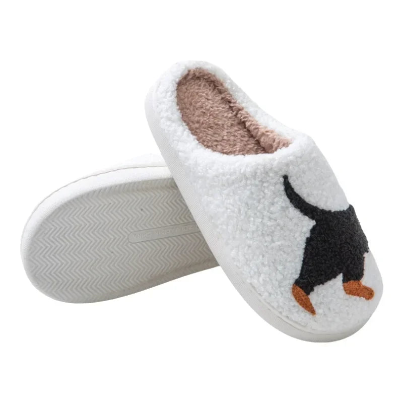 2024 Hot Style European and American Cotton Slippers for Men and Women At Home Winter Dachshund Embroidered Warm Indoor