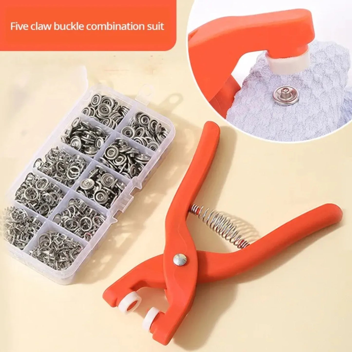 2er-Set Druckknopf-Kit mit Handdruckzange, 50 Druckknöpfe, Metalldruckknöpfe zum Nähen, Nähdruckknöpfe für DIY-Bastelarbeiten, Kleidung, Hüte