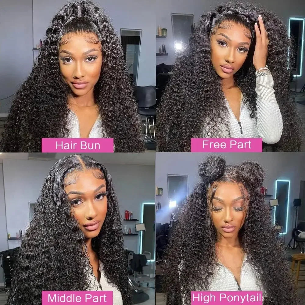 13x6 Glueless 250 Dichte Brasilianische Deep Wave Gelockte HD Lace Frontal Echthaarperücke für Frauen Vorgezupft Beste Haar Wasser Perücke