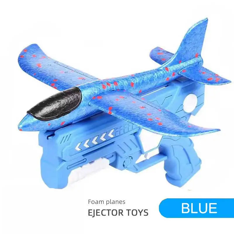Kids Foam Aircraft 10M Launcher Catapult Glider Aircraft Gun Toy Children's Outdoor Game Soft Bullet Gun