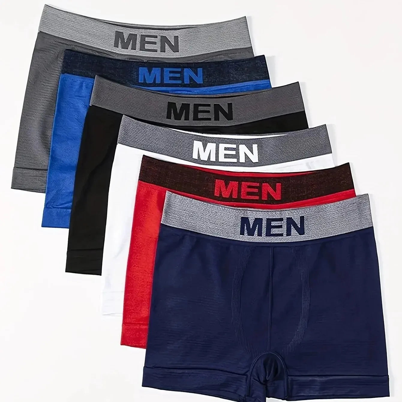 Lot de 5 Boxers Confortables pour Hommes, Couleur Unie, Haute Élasticité, Respirants