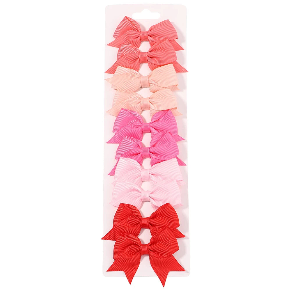 Lot de 10 pinces à cheveux unies avec nœuds pour bébés filles, barrettes à nœuds faites à la main, accessoires capillaires pour le Nouvel An