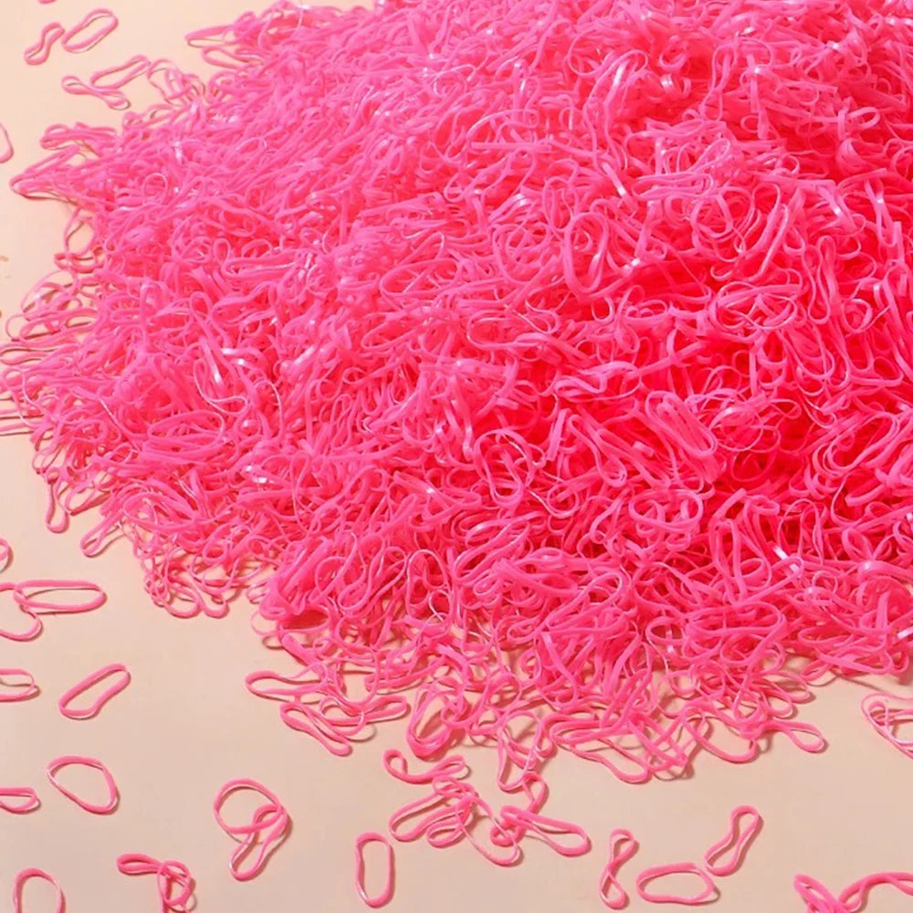 500/1000/2000 pièces élastiques en caoutchouc colorés jetables pour filles, serre-tête, attaches de queue de cheval, accessoires capillaires pour enfants