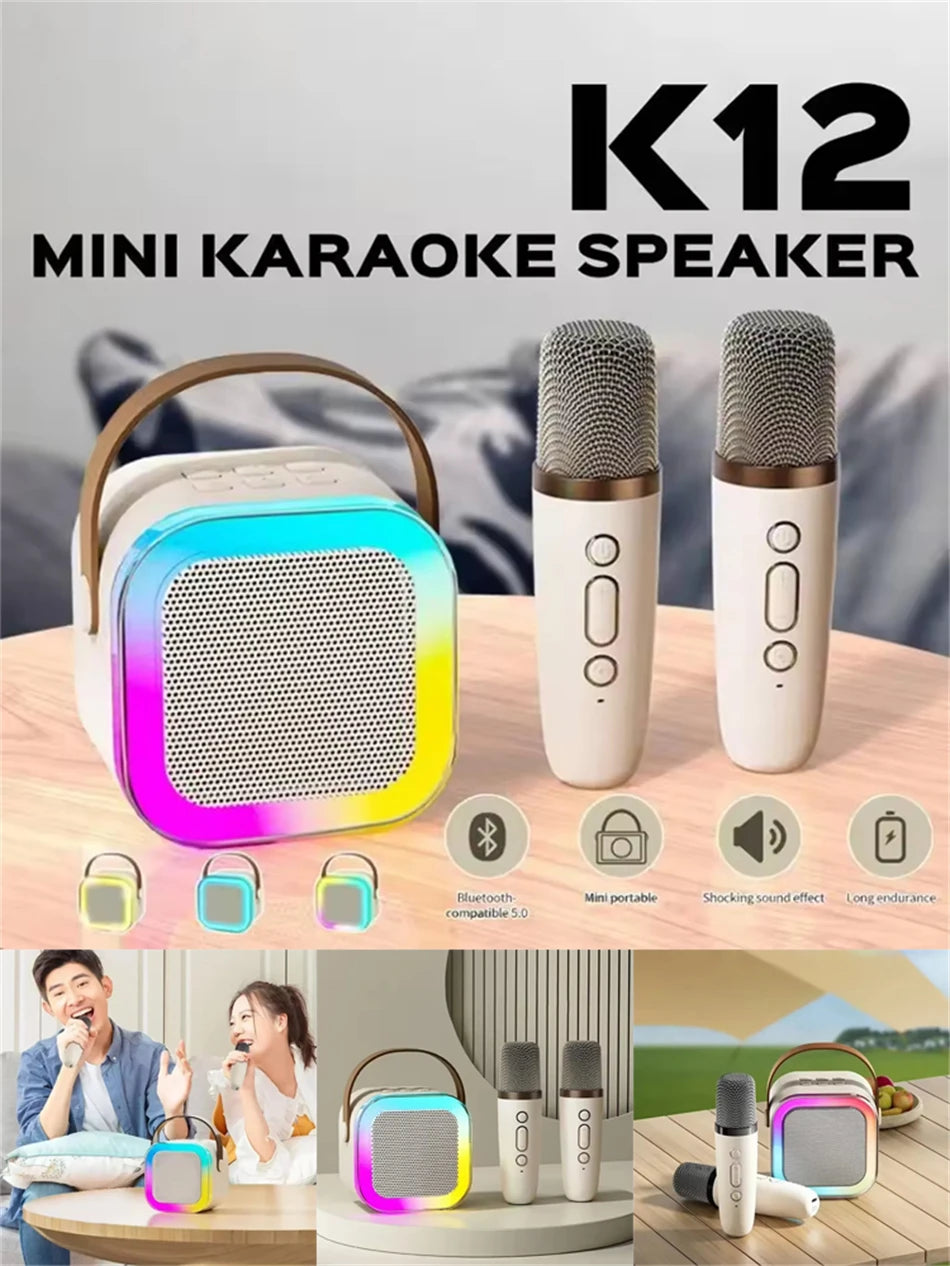 New Hot K12 Bluetooth Speaker Portable Home Cute Karaoke Mini Wireless Audio with Microphone K Song Family Singing Machine