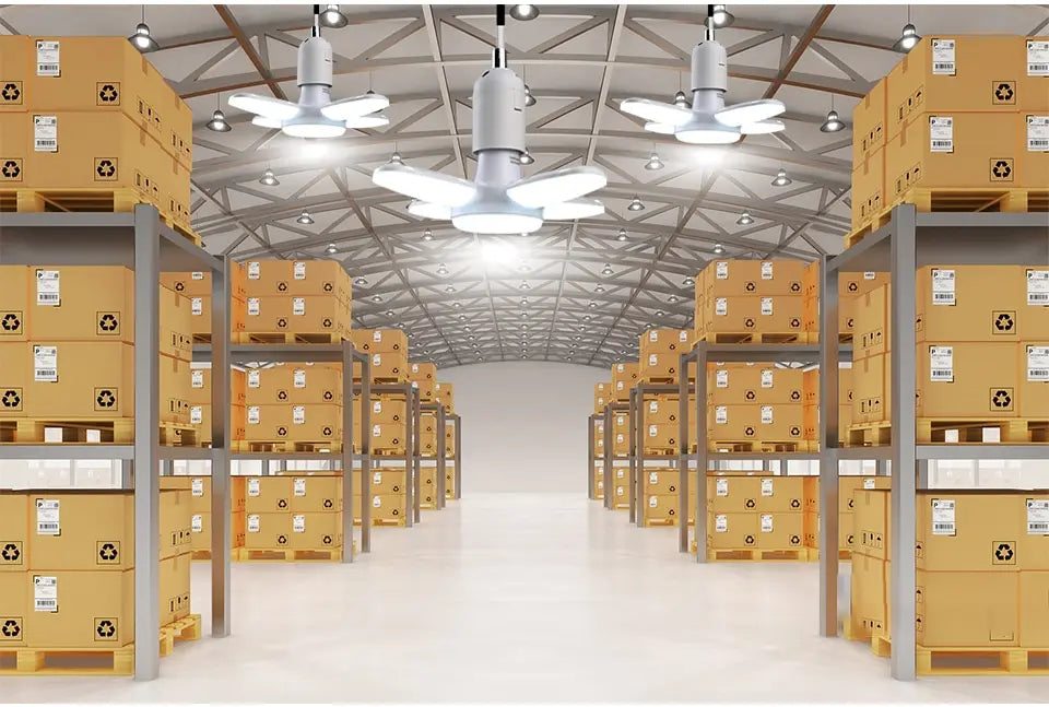 E27 Foldable Fan Shape LED Bulb Lamp 220V 110V 40 LEDs Light Bulbs For Home Ceiling Lamp Warehouse Garage White Light 6500