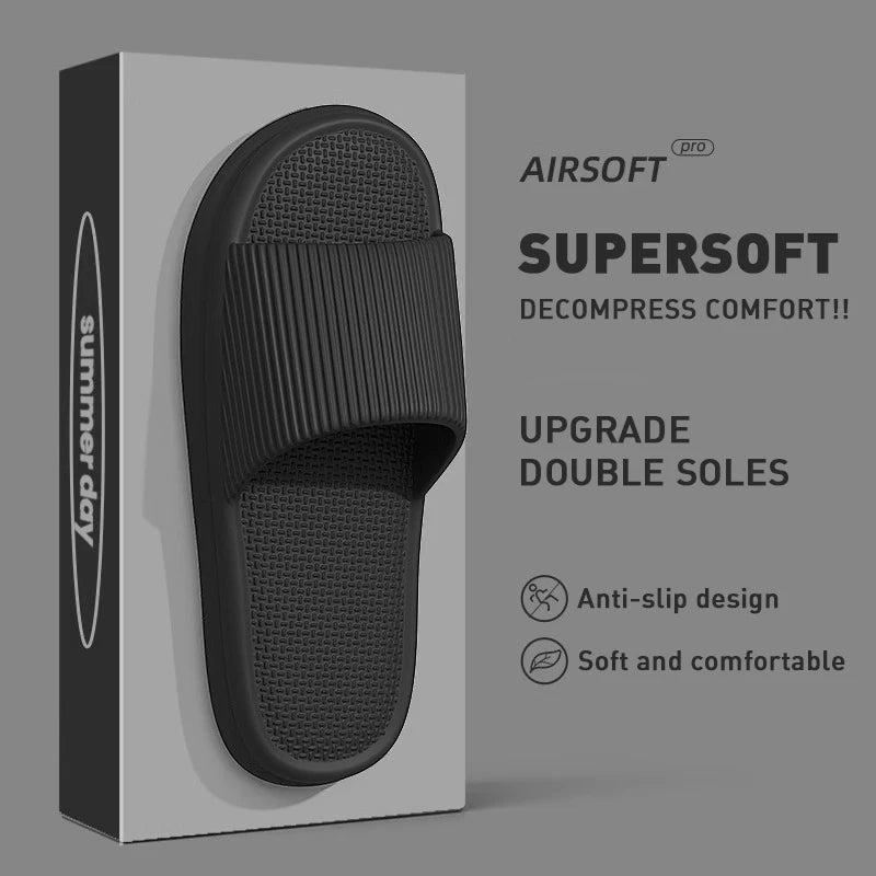 Summer Lovely Solid Color Home Slippers For Women Men Non-slip EVA Bathroom Slides Females Concise Light Sandals Couples Shoes