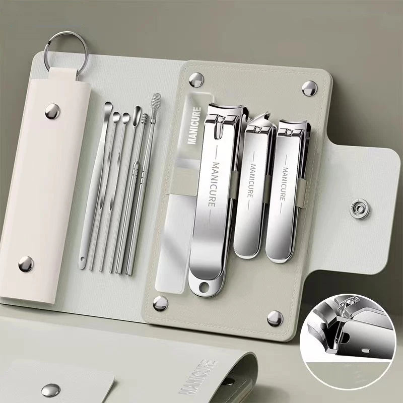 Ouriner 6-18tlg. Tragbare Maniküre-Sets Pediküre-Sets Glänzendes Schwarzes Nagelknipser-Set Persönliche Pflege Werkzeuge Augenbrauenschere