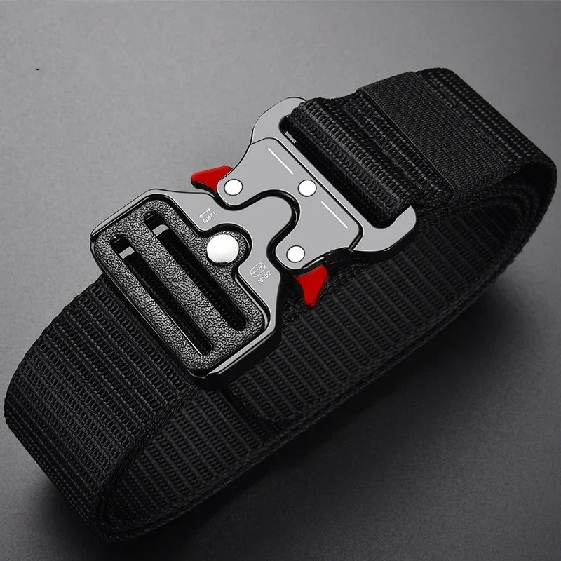 Ceinture tactique authentique à dégagement rapide, ceinture militaire d'extérieur en nylon souple véritable, accessoires de sport pour hommes et femmes, ceinture noire