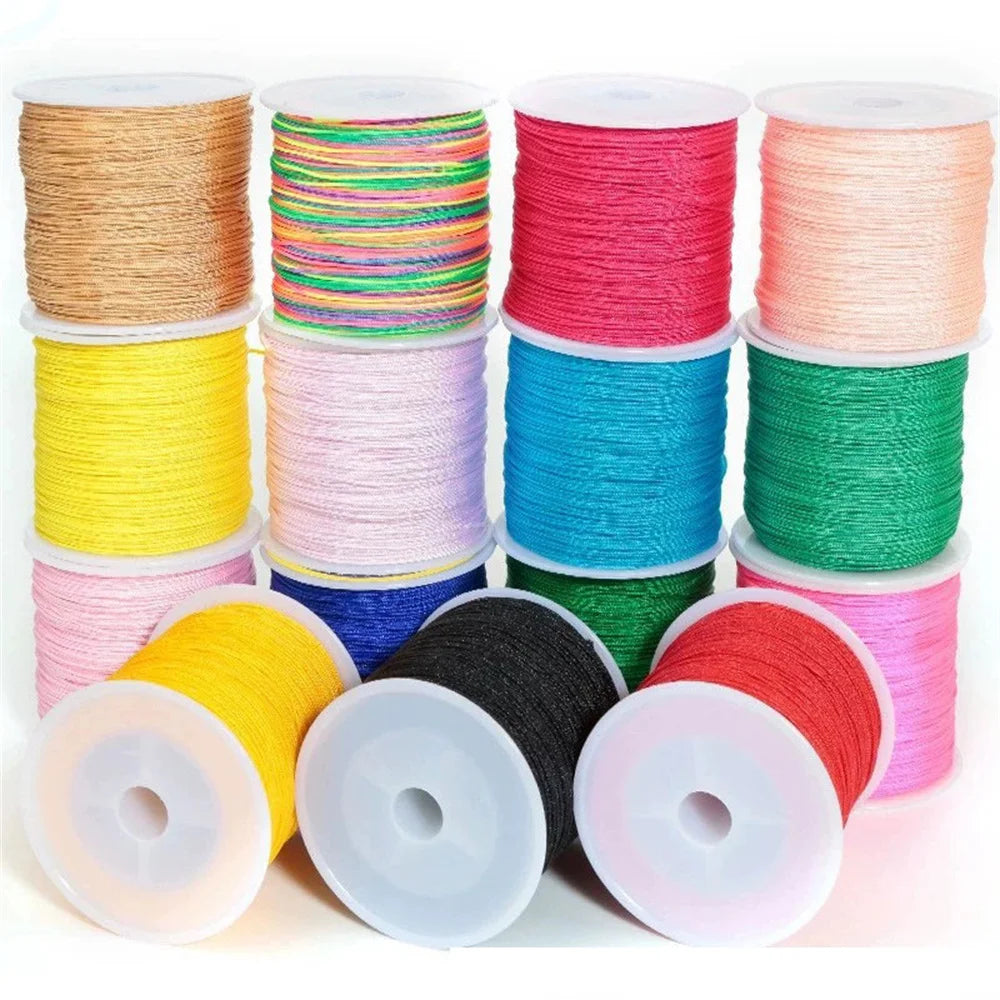 50Yds 0.8mm Crafts Nylon Cord For Jewelry Making Braided Nylon Satin String for Bracelets Necklace Jewelry Accessories
