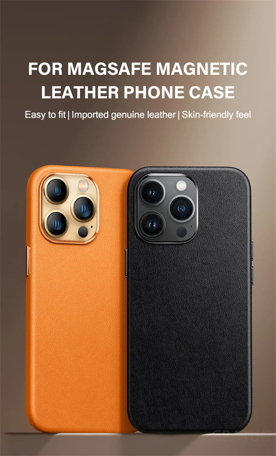 Original Leather Wireless Charging Animation Cases for iPhone 16 15 14 13 Pro Max Magsafe Phone Case Magnetic Cover Accessories - Shoppiline