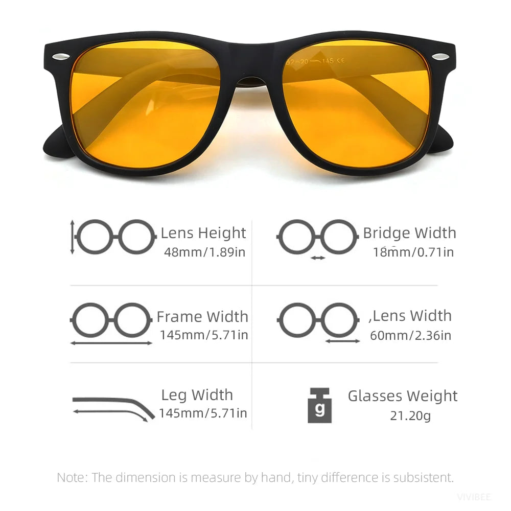 VIVIBEE Night Vision Blue Light Blocking Glasses Men Square Computer Eye Protection Eyeglasses Gaming Women Orange Eyewear