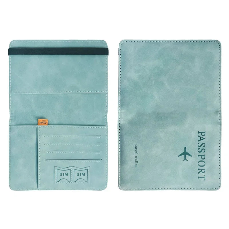 RFID Blocking Passport Holder Cover Wallet Case Travel Leather Wallet for Men Women Multi-Function ID Bank Card Case Accessories
