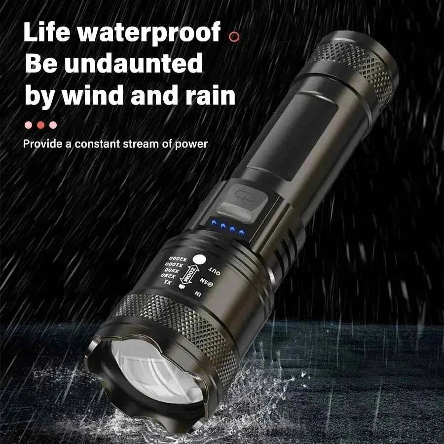 USB Charging Camping Fishing Emergency Zoom Lantern High Strong Power Led Flashlights Tactical Torch with Display Light