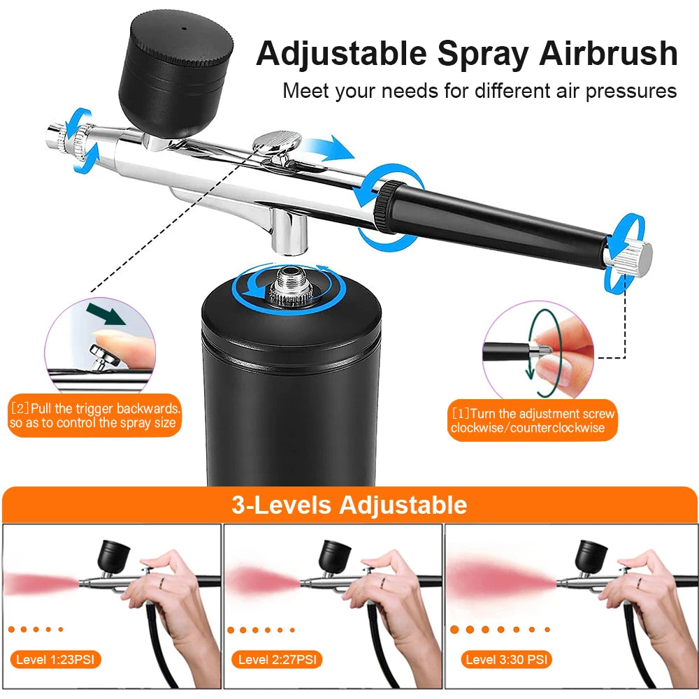Airbrush Nail with Compressor Portable Air Brush with Compressor For Nails Art Cake Painting Craft Airbrush Nail Art Compressor - Shoppiline
