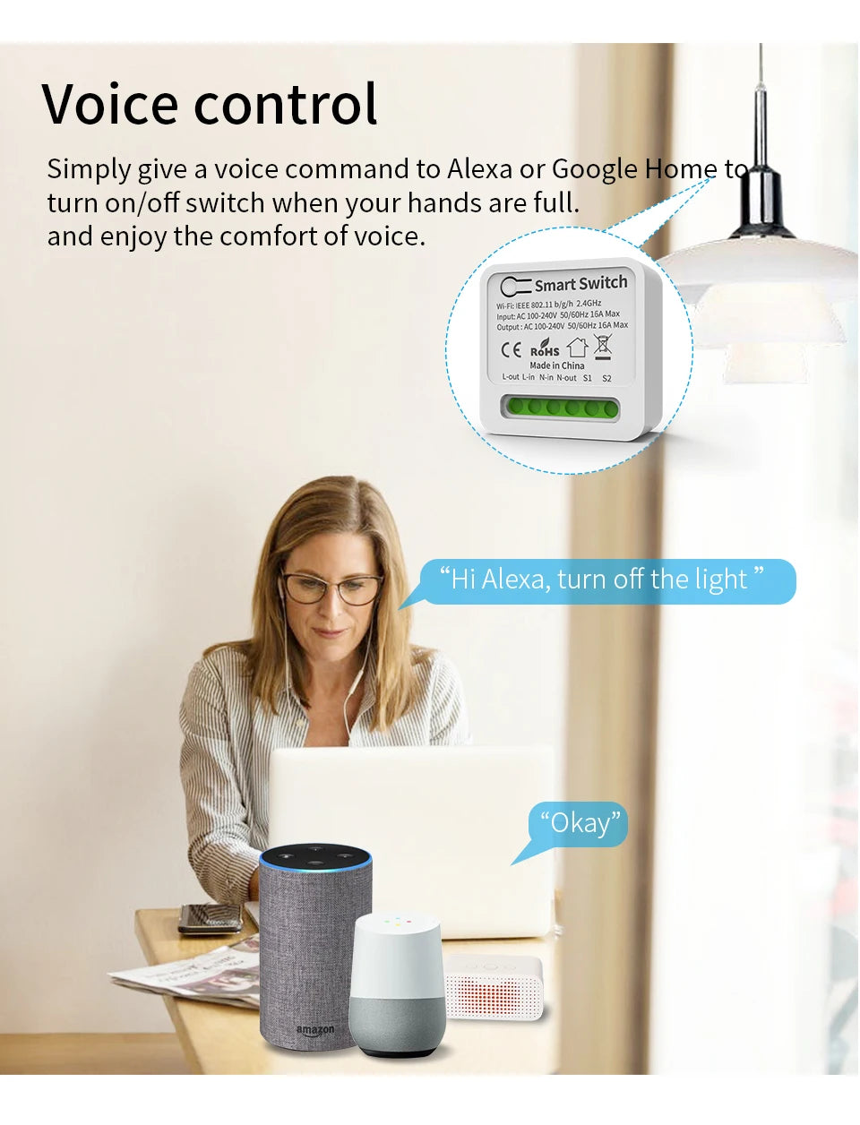 Tuya 16A MINI Wifi Smart Switch DIY 2-way Control Relay Timer For Smart Life Work With Alexa Google Home Yandex Alice