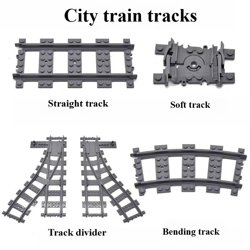 Building Block Track Elevated Bridge Double-layer Crossed Straight Rail Curved Rail Soft Rail Support Accessories Assembly Toy