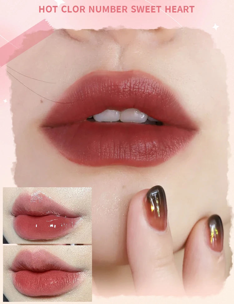 Doppelseitiger Lip Glaze Vollglanz Spiegel und mattes Samt Langzeit-Farbe und Feuchtigkeit Lip Gloss Anti-Flecken Kosmetik Lip Glaze