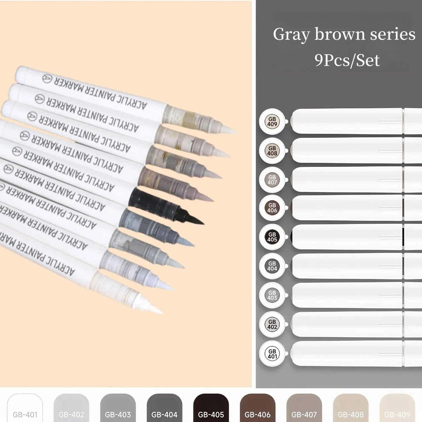 Acryl-Farbmarker, 9/36/63/81 Stück Acryl-Farbmarker-Set mit weicher Pinselspitze, für Felsmalerei, Keramik, Holz, Leinwand, Glas