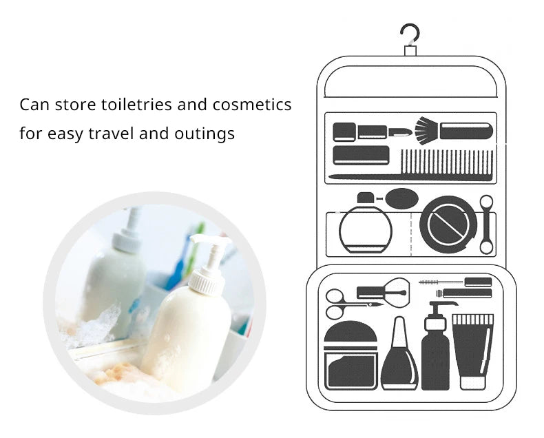 Travel Makeup Bag Waterproof Toiletries Organizer High Quality Women Neceser Bathroom Hook Wash Pouch Hook Makeup Storage Bag
