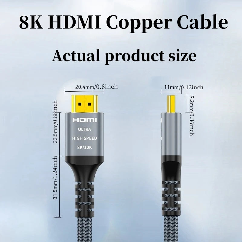 MIZIQIER long HDMI 2.1 Cables 8K60Hz 4K120Hz eARC HDCP2.3 48Gbps Ultra High Speed hdmi Braided cable for HDTV/PS5/TRX3080 3090