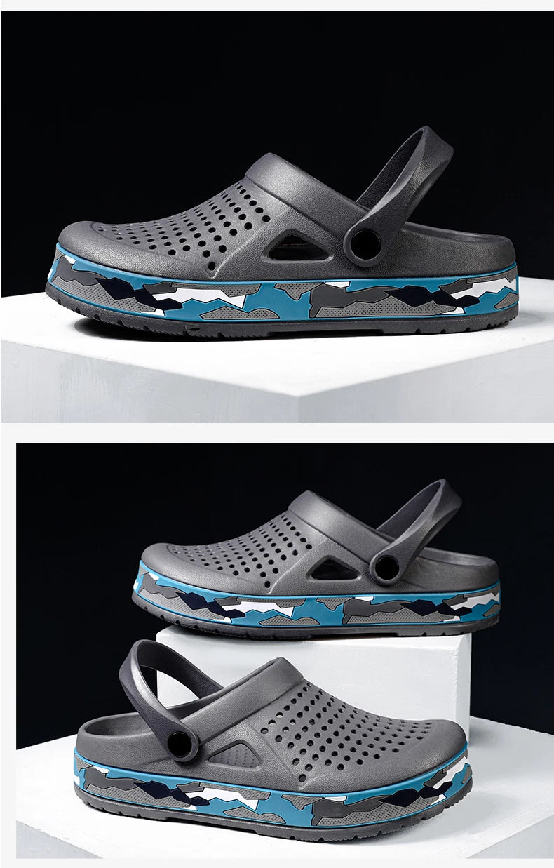 Men's summer casual hole shoes non slip lightweight breathable Two wearing men's sandals fashion comfort beach shoes slippers