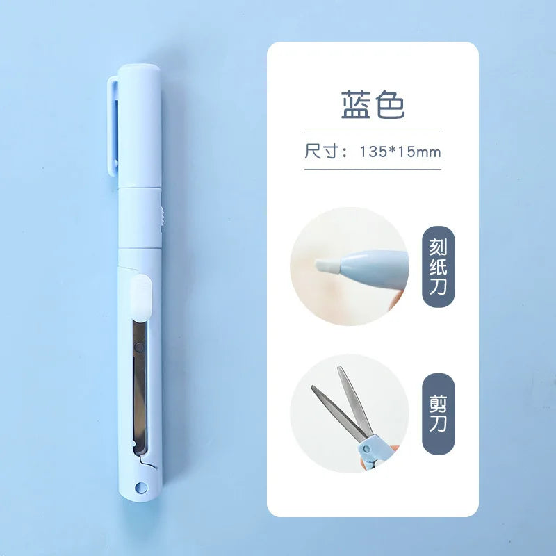 Multifunction Hand Account Cutting Folding Scissors Mini Engraving Knife Scissors Paper Trimming Utility Knife for Office School