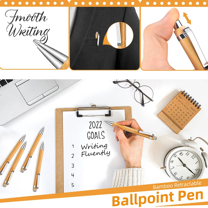 5/10/20/30/50/100PCS Bamboo Ballpoint Pen Stationery Party Pens Office School Supplies Business Gifts