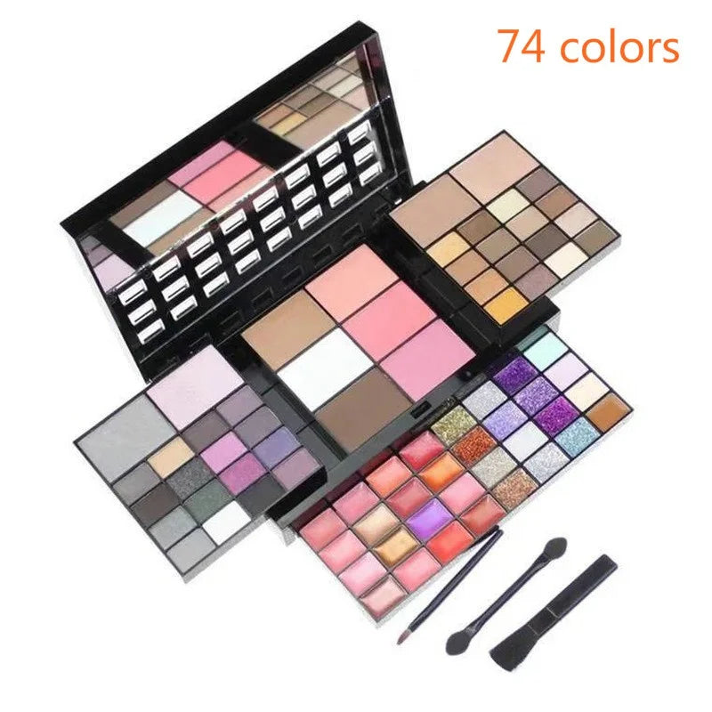 Palette de fards à paupières pailletés 40/74/78 couleurs Mat Imperméable Longue Tenue Poudre Compacte Trousse de Maquillage Outils de Maquillage pour Femmes