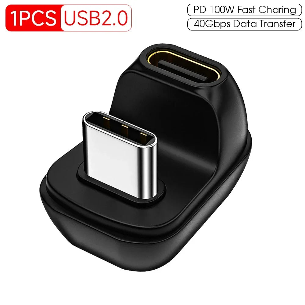 40MB/s 40Gbps Usb C Angle 180 Degree Adapter Thunderbolt 3 4 Usb 2/4 Type C Male To Female Converter 100W Fast for phone Tablet