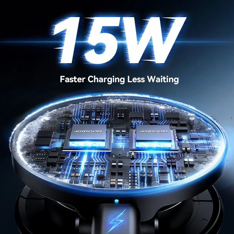 Joyroom Magnetic Car Mount N55 Strong Magnet 15W Wireless Charging 360° Rotation Foldable Phone Holder Fast Car Charger JR-ZS408 - Shoppiline