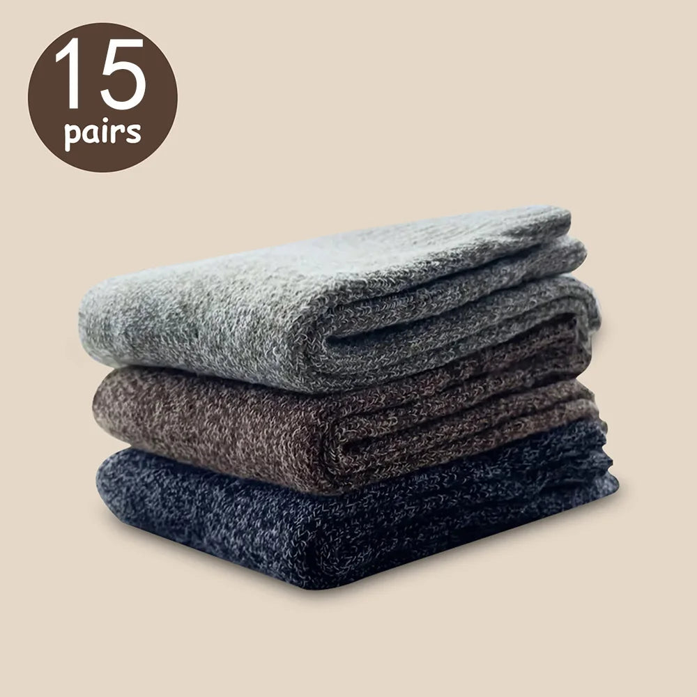 3/5/15 Pairs Men Solid Color Socks  Fashionable Simple Versatile Winter Socks Are Soft Comfortable Lightweight Casual In Length