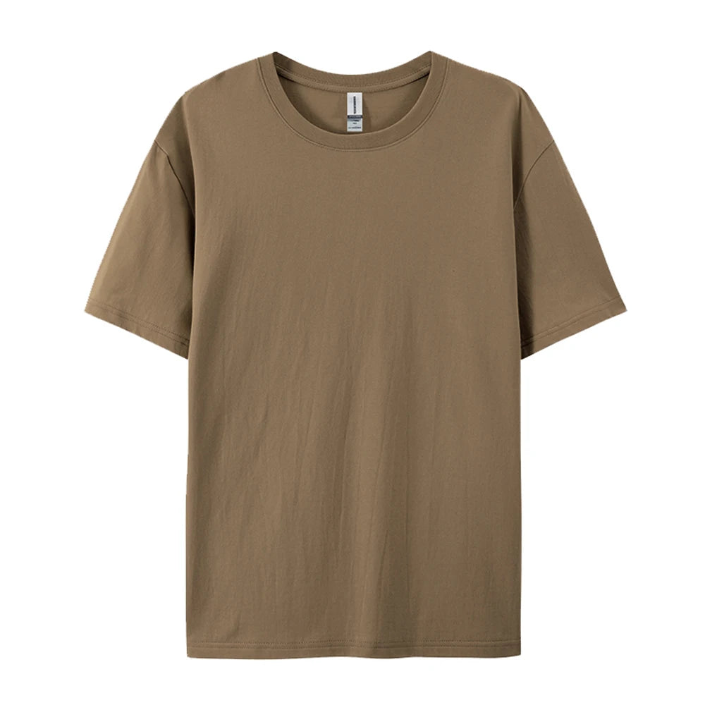 100% Cotton Solid Tshirts Men Woman Short Sleeve Fashion Brand Trend Casual Soft Clothing Tees Customized Products Summer Tops