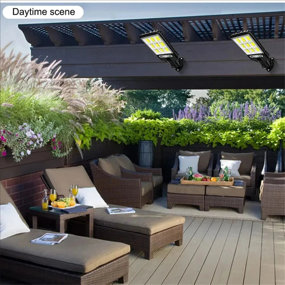Outdoor Solar Wall Led Light with Human Body Motion Sensor 3 Modes Garden Terrace Garage Courtyard Waterproof Street Lighting