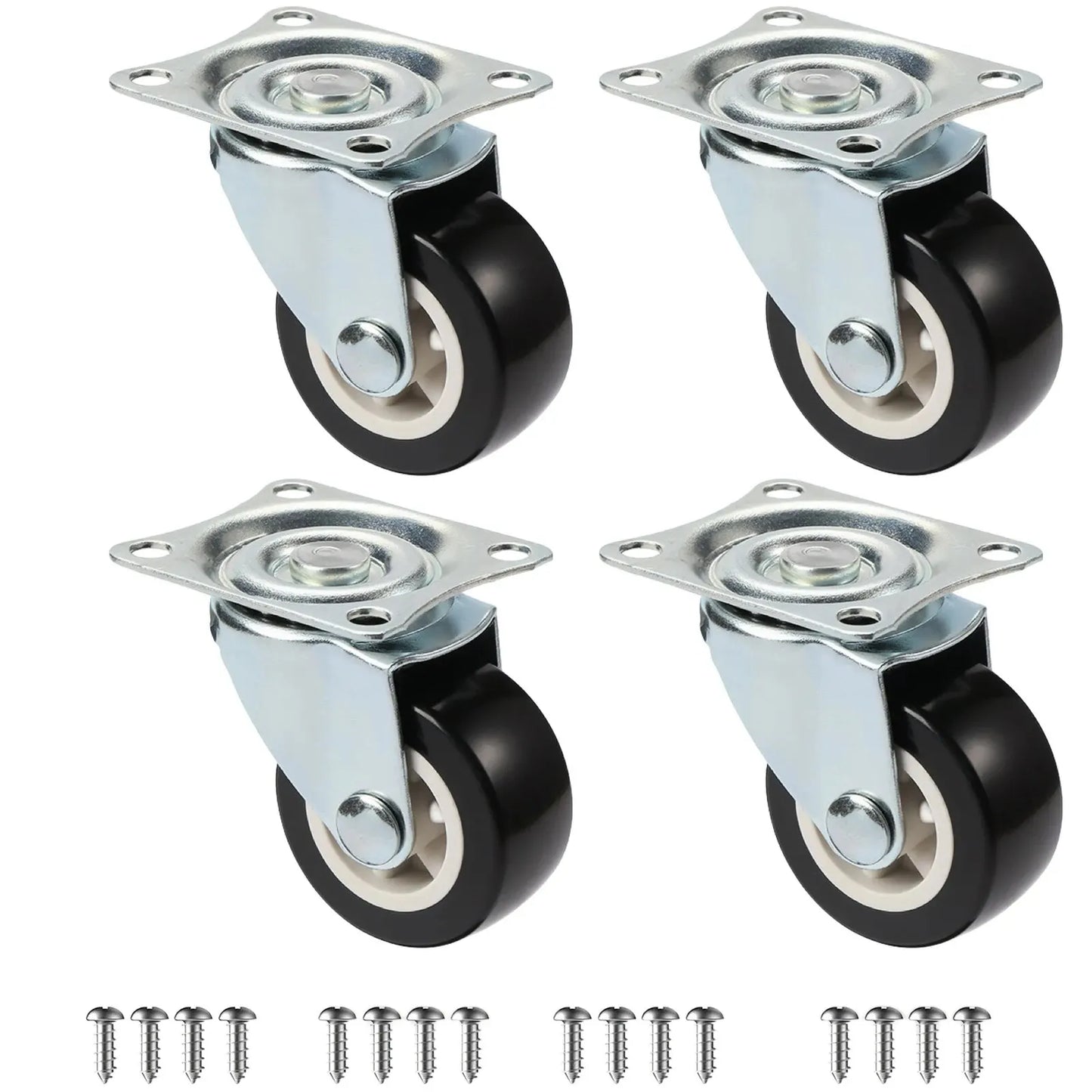 Set Of 4 1"/1.25"/2" PVC Furniture Casters Wear Resistant Mute Universal Heavy Trolley Wheels 360 Degrees Swivel Castor - Shoppiline