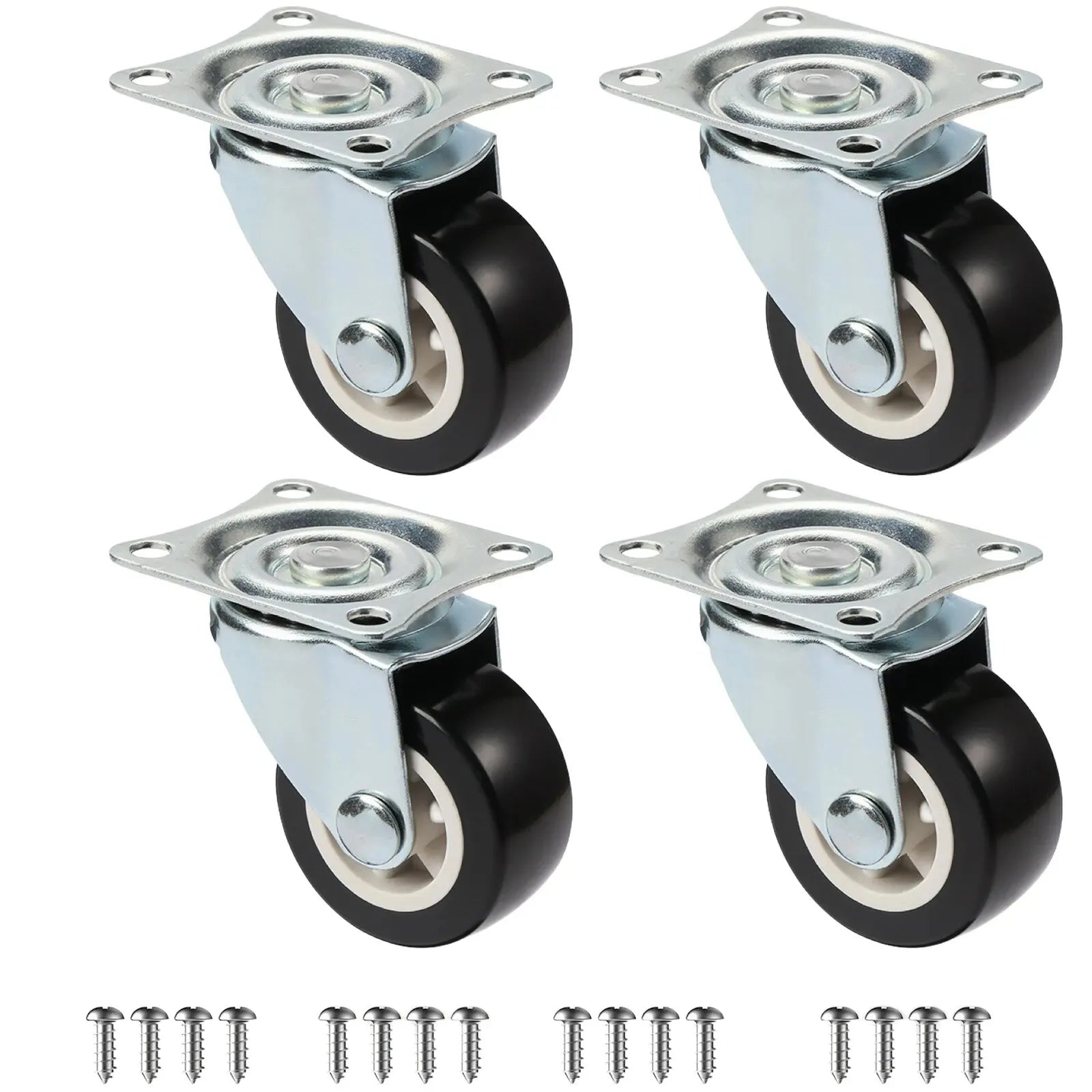 Set Of 4 1"/1.25"/2" PVC Furniture Casters Wear Resistant Mute Universal Heavy Trolley Wheels 360 Degrees Swivel Castor - Shoppiline