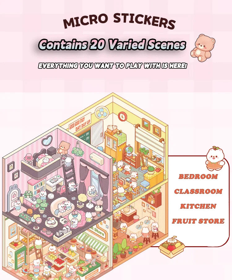 20Pcs 20in1 3D Cartoon Sticker Book | DIY Scenes Creative Gift for Kids, Portable Sticker Album for Birthday Christmas Crafts