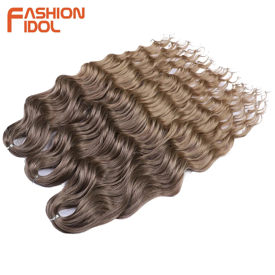Anna Hair Extensions synthétiques de tresses Loose Deep Wave 24 pouces, cheveux tressés ondulés, cheveux bouclés torsadés au crochet Ombré Blond