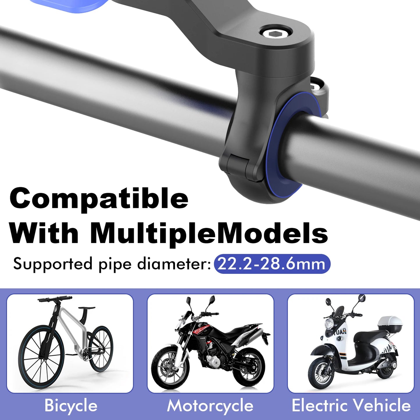 Universal Bicycle Mount for Bicycle and Motorcycle Phone Holder, Mobile Phone Holder for MTB 360° Rotatable for MTB or Road Bike