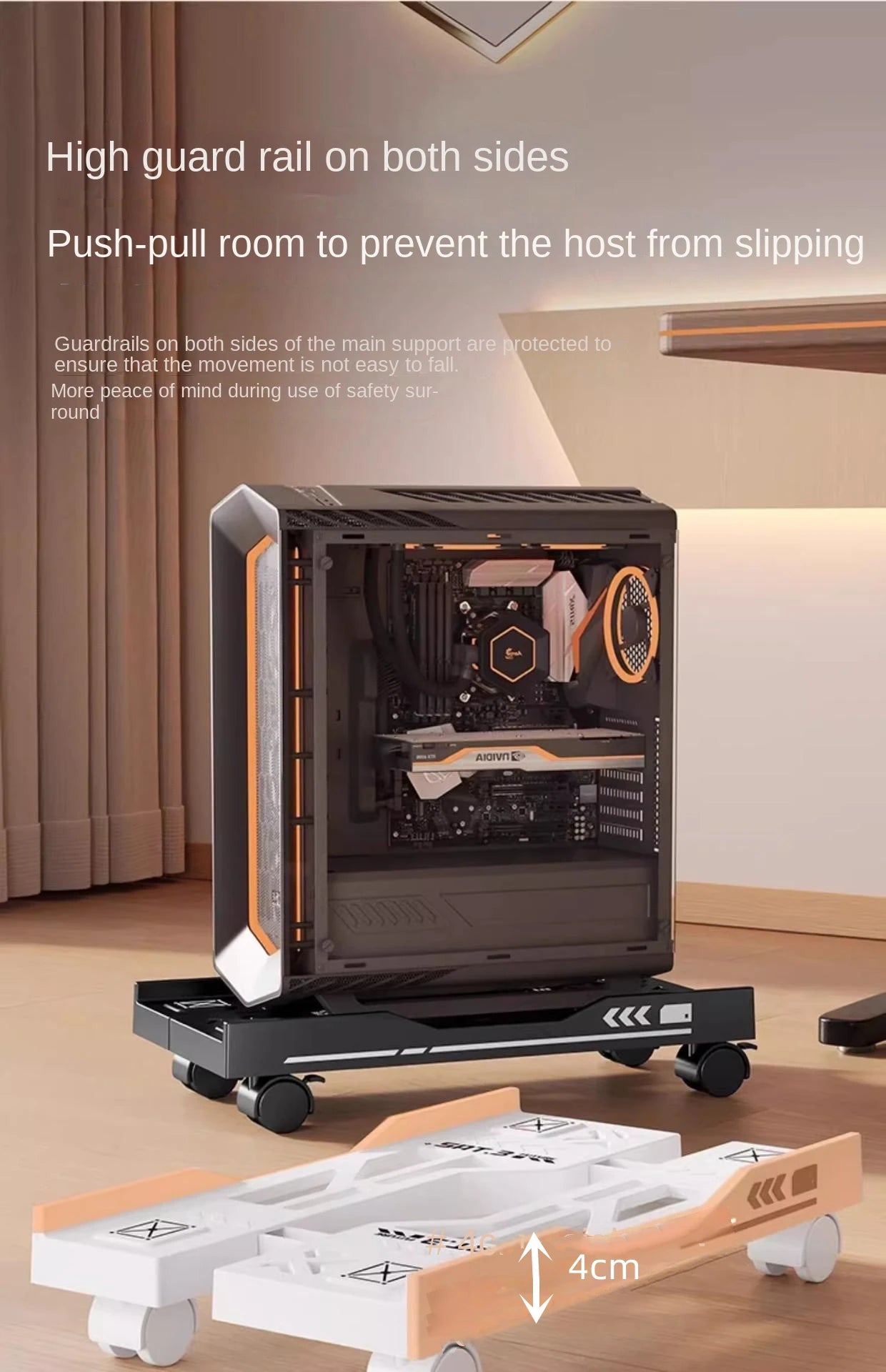 Mobile PC Tower Stand Adjustable Shelf Computer CPU Holder Telescopic Desktop Stand Computer Bracket Cart With Rolling Caster - Shoppiline