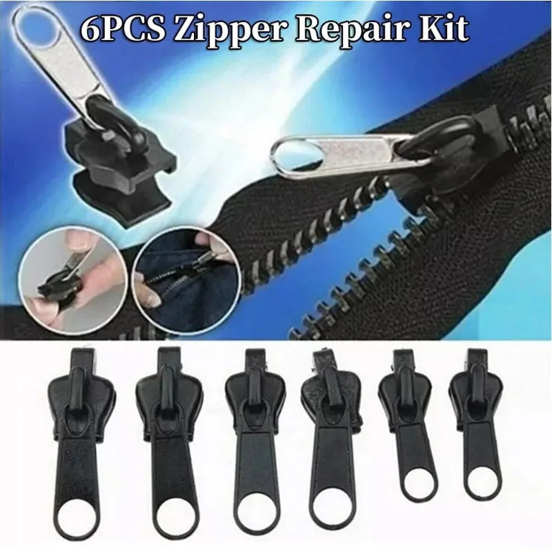 6Pcs Black Universal Instant Fix Repair Kit Replacement Zip Slider Teeth Design Arts, Crafts and Sewing