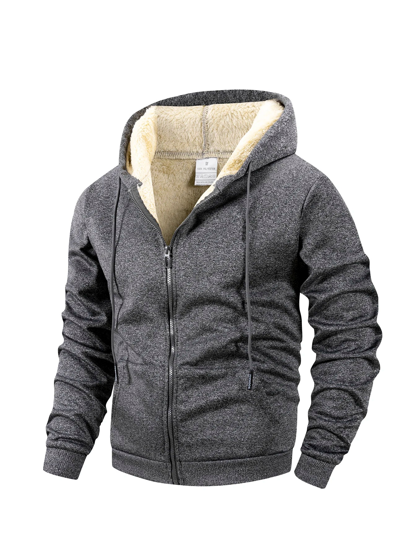 Herren Winter Reißverschlussjacke Fleece Warm Winddicht Kapuzenpullover Schwergewicht Strickjacke Lässig Sport Langarm Sweatshirts Kapuzenmantel