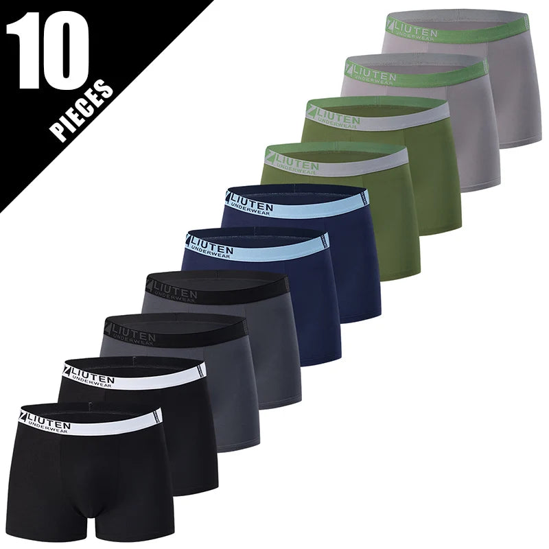 Ensemble de 4/10 boxers pour hommes, décontractés et à la mode, shorts de sport élastiques pour jeunes grandes tailles et cyclistes.