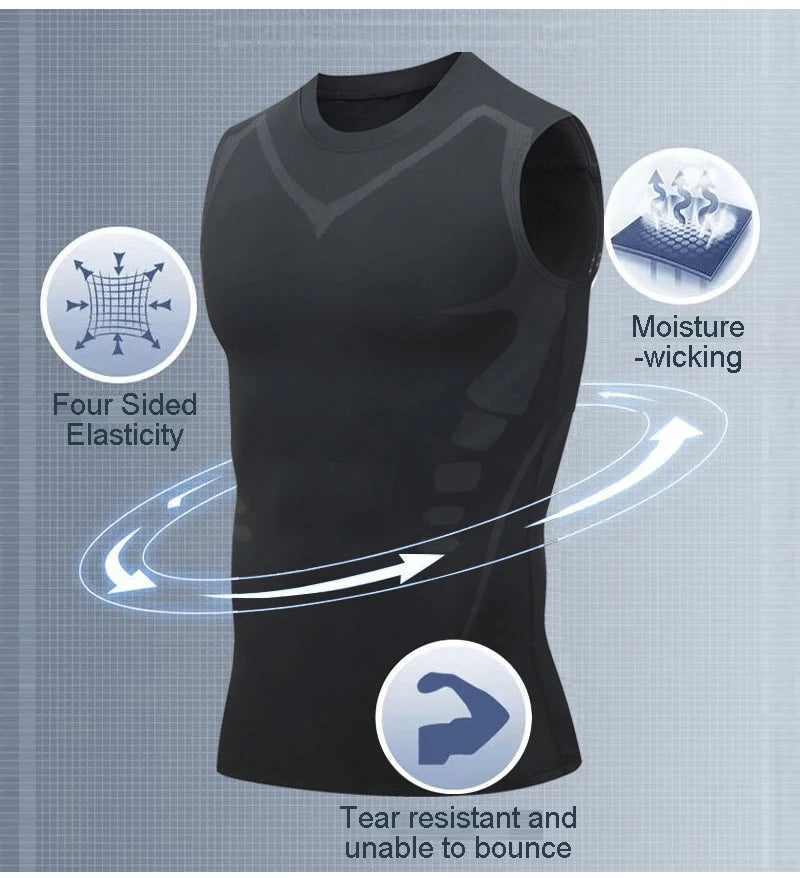 Herren Sci-Fi-bedrucktes schwarzes Tanktop, modisches und lässiges, schnelltrocknendes Herren-T-Shirt, elastisches Sport- und Fitness-Tanktop mit Rundhalsausschnitt