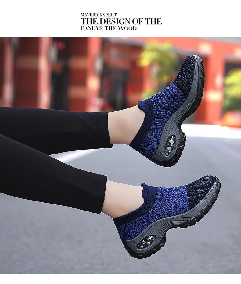 Women Sneakers Summer Fashion Black Sports Casual Shoes Breathable Mesh Lightweight Air Cushion Non-Slip Running Shoe Zapatillas