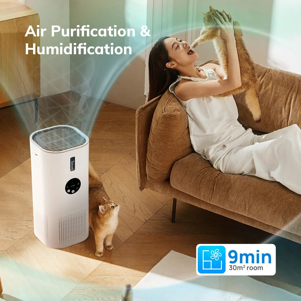 Air Purifier with Humidifier Combo for Home Allergies and Pets Hair, Smokers in Bedroom, H13 HEPA Filter - Shoppiline
