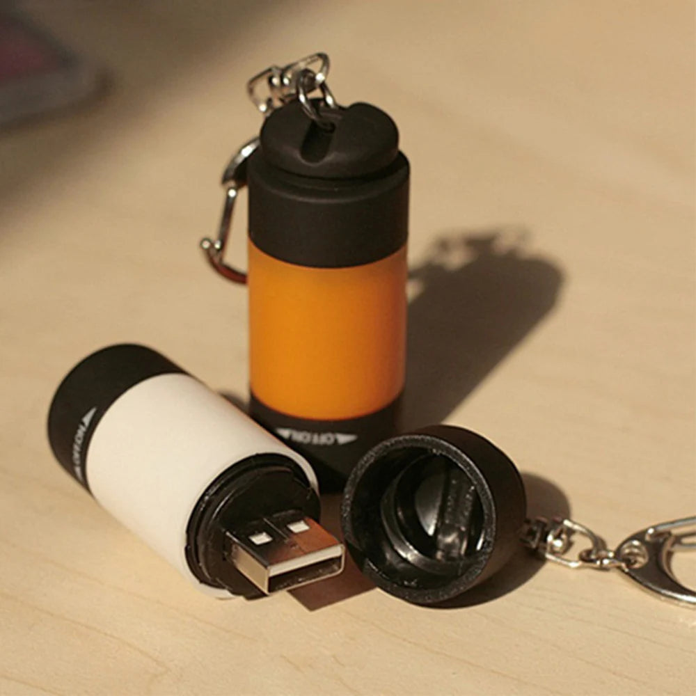 USB Rechargeable LED Multifunctional Strong Light Pocket Keychain Flashlight Waterproof Outdoor Hiking Camping Mini Flashlight