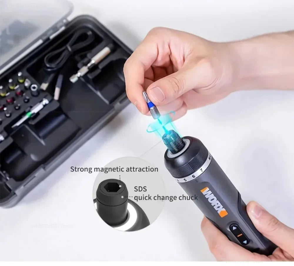 Worx 30 Bit Sets Power Tools WX242 Electrical Screwdriver Set Smart Cordless Drill Screwdrivers USB Rechargeable Set Home Repair - Shoppiline